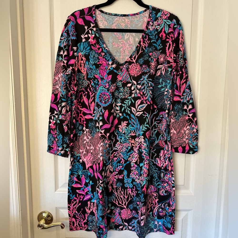 Lilly Pulitzer Long sleeved Etta in Onyx Twilight Coral  M EUC